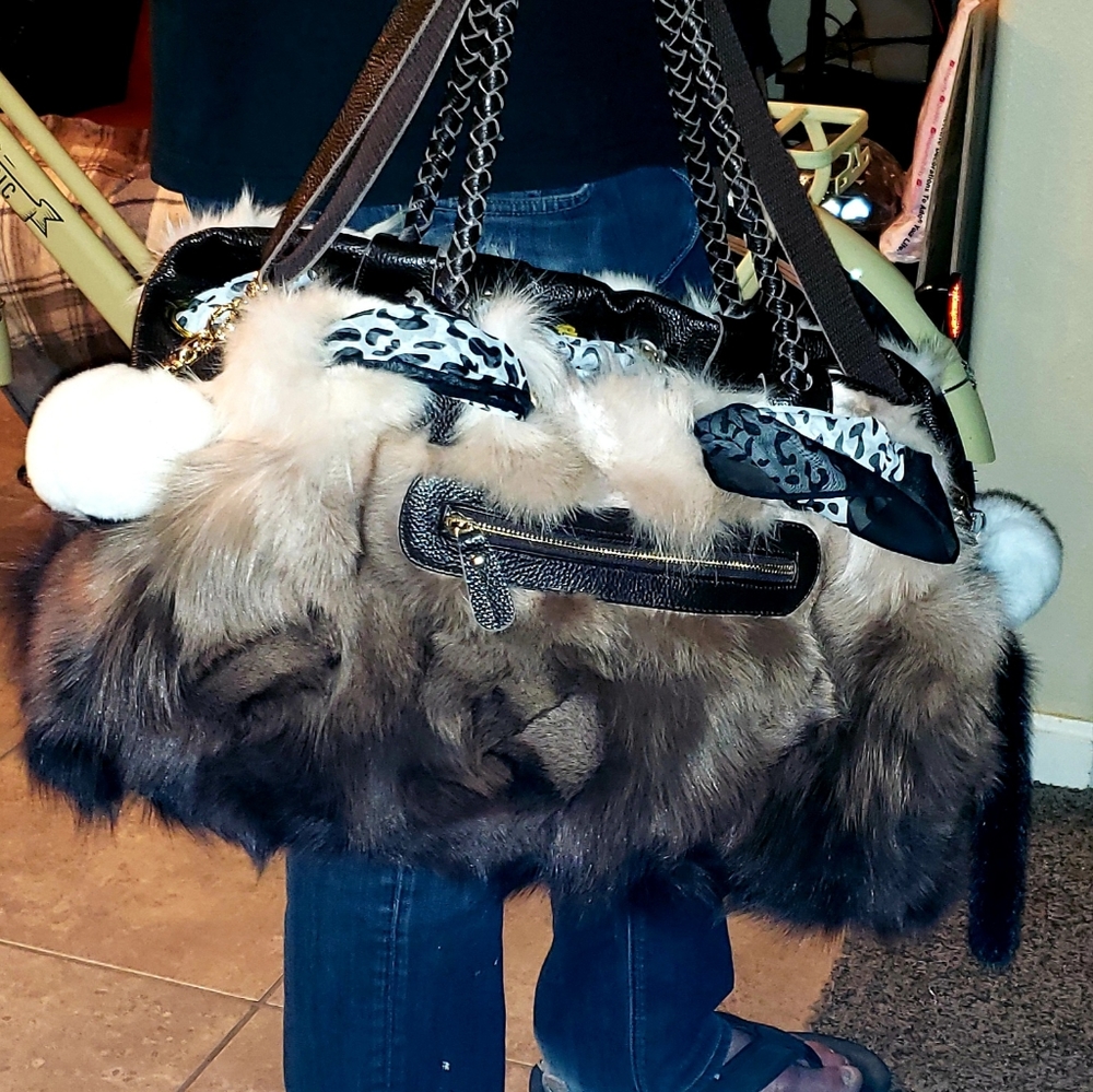 Real fur hobo purse